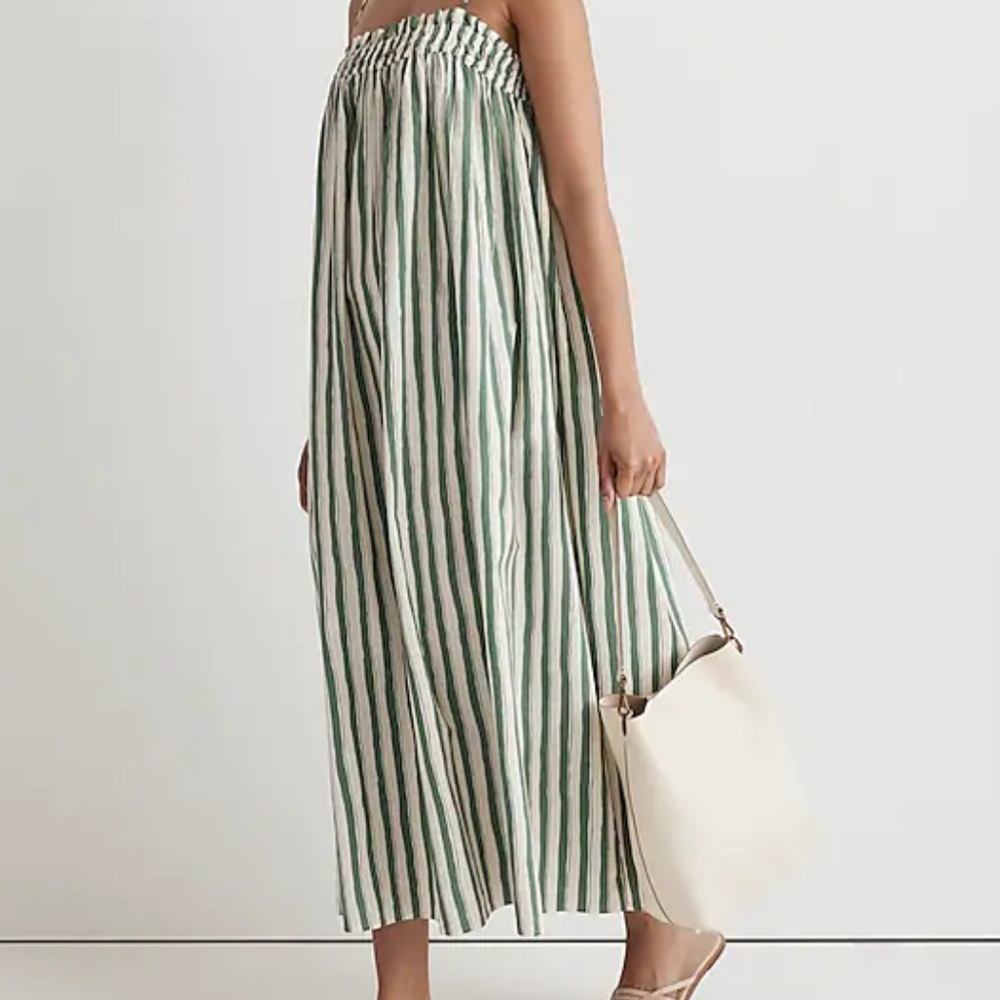 Madewell Poplin Ruffle A-line Midi dress in Versailles green sz M